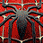 A 3x3 contact sheet of animated frames showing a stylized spider icon with alternating red and black color schemes against a web-patterned background, displayed on a gray transparency background.