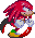 Pixel art character with red spiky hair, white gloves, green shoes, and yellow accents in multiple poses including walking, turning, and interacting with a white cloud-like object.