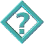 Four diamond-shaped frames with question marks inside, arranged in a on gray background; each frame has layered blue-green borders