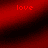 Red gradient background with pixelated text reading 'love' on left and 'SUCKS' on right, transitioning between two states.