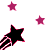 Animated graphic with pink stars and black shooting stars on white background, text 'ANDY ANDY' in mixed colors.