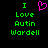 Green pixelated text reads "I Love Autin Wardell" with a pink heart symbol above the word I on black background.