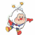 A pixelated cartoon character in a white helmet with yellow lights and red accents, positioned next to green text reading "Original Icons .com" on a dark background.