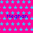 A static image with a bright pink background covered in light blue stars, featuring repeated text "Meghan" in dark blue across the top and middle sections.