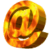 @ symbol rendered in 3D with fiery orange-yellow gradient, rotating through multiple angles on gray background.