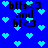 Blue background with cyan pixel hearts and black text reading 'bffs<3 and bf<3' in four repeated sections.