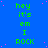 Blue background with green text repeating 'hey it's em I ROCK' in a pattern, scattered pink dots, and a gray rectangle at bottom right