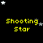 Yellow text 'Shooting Star' appears below star clusters on a black background, with white and gray stars scattered across the scene.