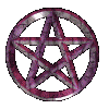 Animated sequence of a purple pentagram within a circular frame rotating through multiple angles against a gray background.