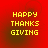 Red background with yellow pixelated text reading HAPPY THANKS GIVING in four identical quadrants.