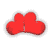 Six red heart-shaped icons arranged in a , with one icon partially visible at the bottom left, all featuring subtle shading and a soft white outline on a white background