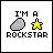 Pixel art icon showing "I'M A ROCKSTAR" text with a gray rock and yellow star, displaying color variations across frames.
