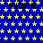 Blue background with yellow stars and repeated black text 'PUTNOM' in a pattern