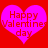 Two identical pink hearts on red background with 'Happy Valentine day' text inside each heart.