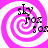 Four identical display a pink and white spiral background with black text reading 'sky pos sos' in each