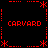 Red pixel art displays four 'CARVARD' texts in quadrants with star and line borders on black background.