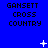 Blue background displays repeated text "GANSETT CROSS COUNTRY" with animated white star-like shapes appearing and disappearing across the