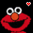 Two pixelated Elmo faces side-by-side with heart symbols above them on a black background, one heart filled red and the other outlined white.