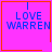 Four identical pink squares with orange borders display blue text reading "I LOVE WARREN" and one square contains a red heart symbol.
