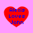 Four red heart shapes with blue text "Alexis Loves John" on a pink background, arranged in a
