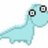 Two light blue pixelated dinosaur figures with large eyes, one displaying text above its head.