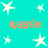 Cyan background with white star shapes and orange text reading 'kaylie' in four positions.