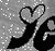 Animated contact sheet showing three frames of a black-and-white icon with heart-shaped lettering and sparkles on a gray background.