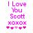 Pixelated pink text and symbols on white background, with two variations of heart shapes at the bottom.