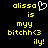 Yellow pixelated text on black background with a white heart outline icon next to 'olissa' in the left view, identical text in the right view.