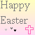 Animated Easter-themed buddy icon with repeating text and small animated symbols on a gradient background.