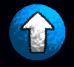 Blue textured sphere with white arrow symbols appearing and disappearing , transitioning from full arrow to partial to empty