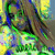 Pixelated static image of a figure with green and blue tones, brown hair, and yellow background elements.