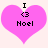 Two identical pink heart-shaped icons with black text reading "I <3 Noel" on a light background, displayed side-by-side.