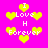 Pixelated yellow hearts and white text on bright pink background, repeating 'I Love H Forever' in multiple arrangements with heart symbols replacing letters.
