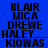 Four display pixelated text on blue backgrounds with varying shades and partial character blurring