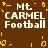 Brown background with white text reading "Mt CARMEL Football" repeated twice, surrounded by yellow pixelated border elements.