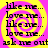 four identical with yellow and pink spiral backgrounds displaying repeated text in black pixelated font