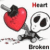 A pixelated red heart with a black top, held by a gray skeletal hand against white background; partial text fragments appear above and below the image.