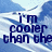 Pixelated blue and white background with dark blue text reading "I'm cooler than the north pole so boo yah!!!" in four