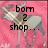 Animated pink background with a stylized horse-like figure and changing text: 'born 2 shop...', 'luy 2 shop...', 'live 2 shop!!'
