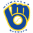 Four distinct sports team logos arranged in a : Milwaukee Brewers, Wisconsin Badgers, Arizona State Sun Devils, and Green Bay Packers
