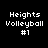 Four variations of a pixelated text-based design showing "Heights Volleyball #1" with yellow highlight changes across black backgrounds.