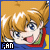 Pixelated anime-style character with blonde hair and blue eyes, wearing a red-collared yellow shirt, displayed in three variations of facial expression.