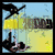 Pixelated collage of four distinct scenes: a yellow umbrella over figures, a person with red lights on head playing instruments, a dark figure holding an object, and text reading 'I <3 MONTEREY' in blue-yellow.