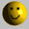 Six yellow circular icons with black outlines display changing facial expressions including smiles, frowns, and neutral faces against a gray background.