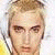 A 2x2 contact sheet of a pixelated animated icon featuring Eminem's face and blue text on dark blue backgrounds, with one gray panel.