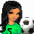Pixelated cartoon-style buddy icon featuring a female character holding a soccer ball with text reading "Im A Soccer Grl" on the right side.