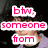 six shows a person with curly dark hair wearing a light purple shirt, each displaying different overlaid text in various colors and fonts