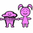 Pixelated pink cartoon characters holding hands with text reading 'dollfacee && studmuffin' and 'besties for life!!'