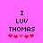 Pixelated text and heart symbols on a solid pink background with two distinct heart arrangements.